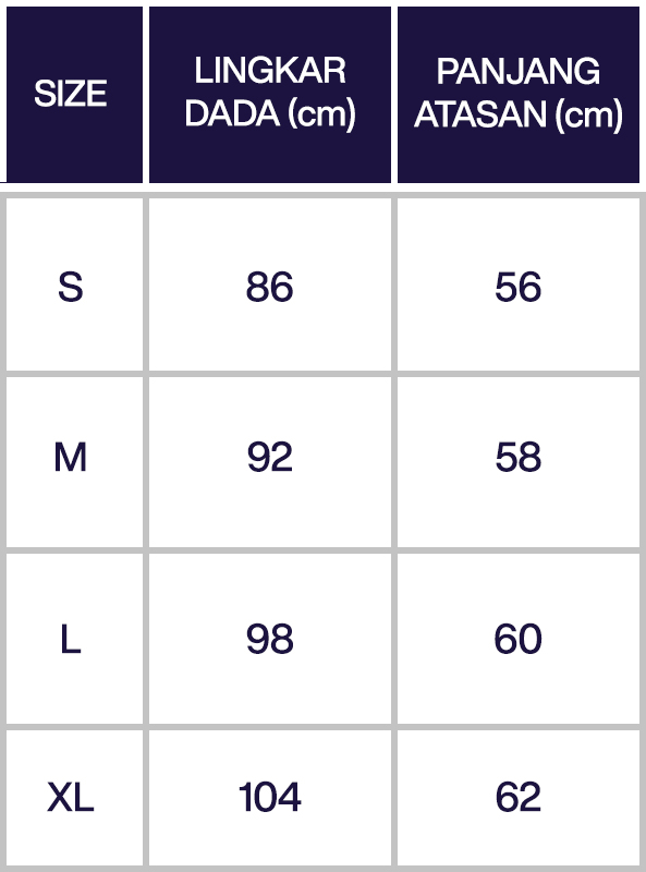 Size Chart Wanita